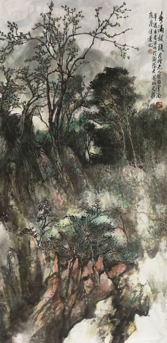 黎越常《春满枝头》139x69cm2016年创作.jpg